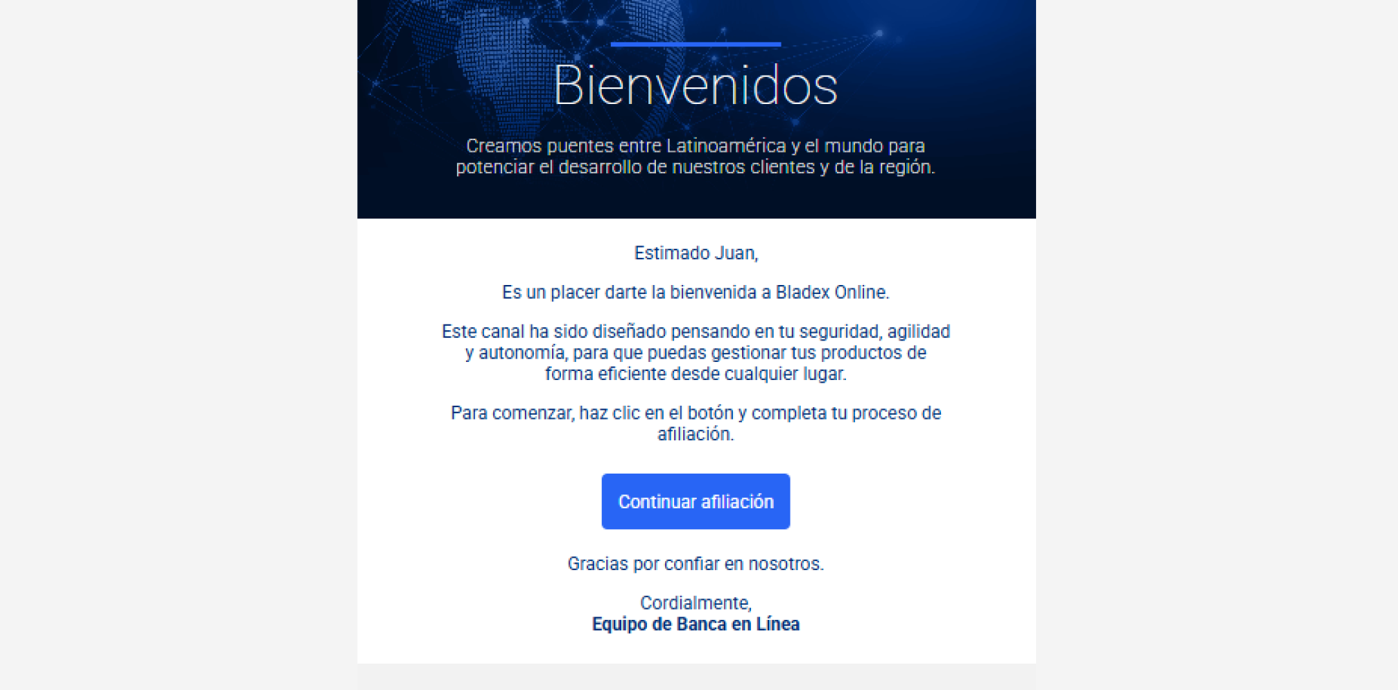 Pantalla de Afiliación